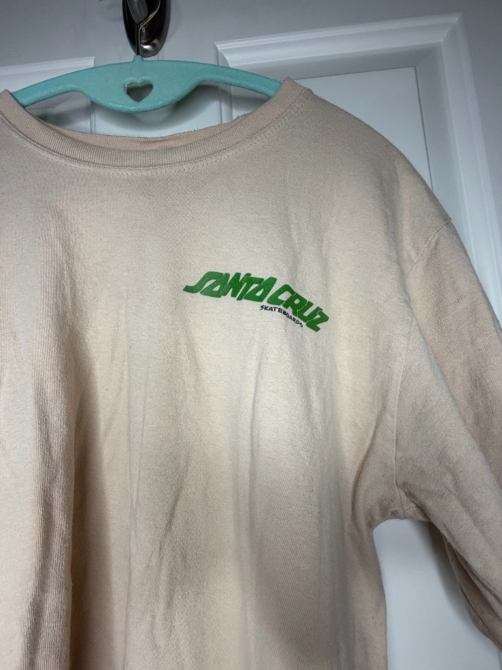 Santa Cruz Beige Crewneck with Mint Accent and Black Logo